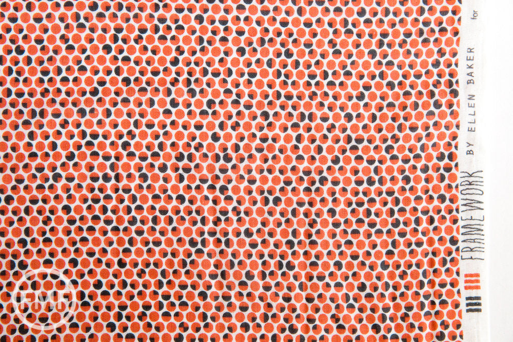 Framework Quarter Circles in Coral, Ellen Baker for Kokka Fabrics, Double Gauze Cotton Fabric, JG-41800-801B