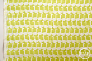 Framework Sitting Geese in Chartreuse, Ellen Baker for Kokka Fabrics, Double Gauze Cotton Fabric, JG-41800-802B