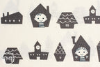 Happy Houses in Grey, Puti de Pome So Happy, Mico Design Works, Mico Ogura, Made in Japan, Cotton and Linen Blend Fabric, PTMF-077