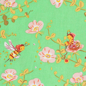 Nanny Bee in Green, Heather Ross 20th Anniversary Collection, Windham Fabrics, 37023A-5