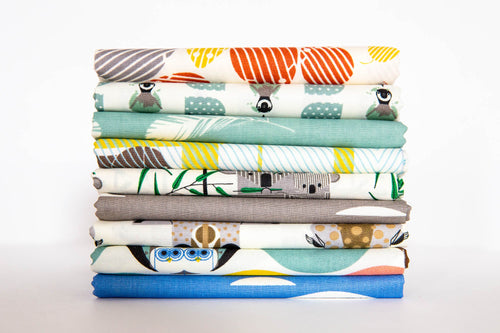 Charley Harper Nurture Feathers in Mineral, 100% GOTS-Certified Organic Cotton Poplin, CH-23