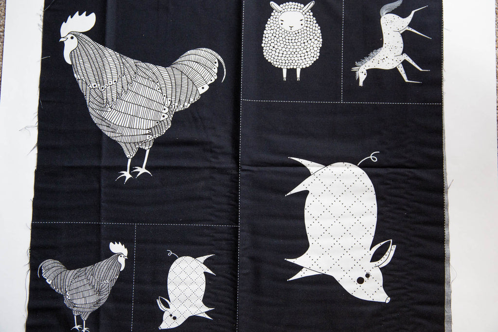 Farm Charm Panel in Black and White, Gingiber, Moda Fabrics, 48290 21