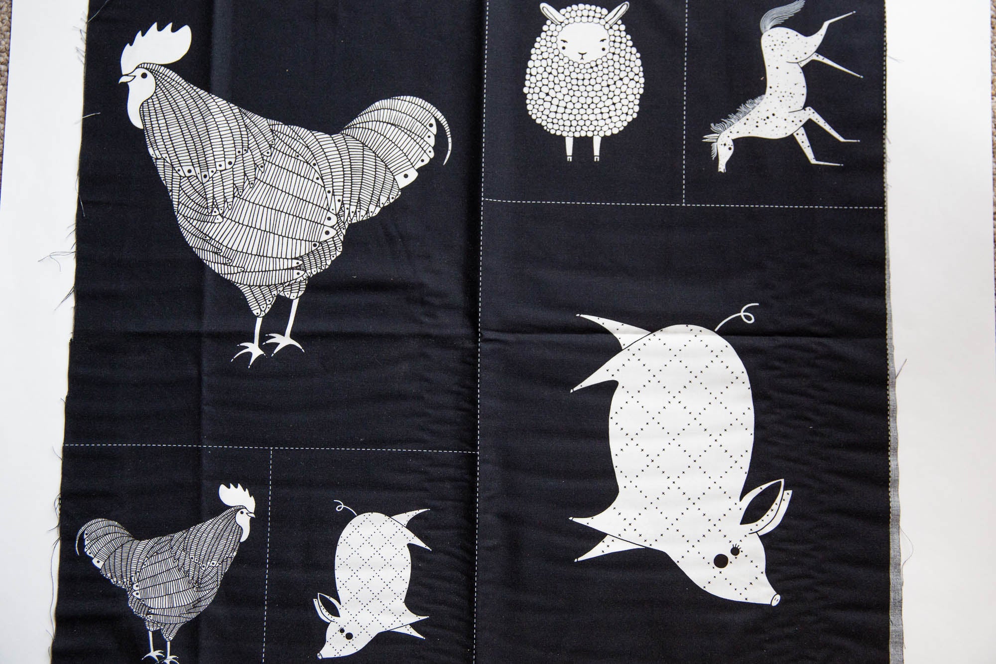 Farm Charm Panel in Black and White, Gingiber, Moda Fabrics, 48290 21