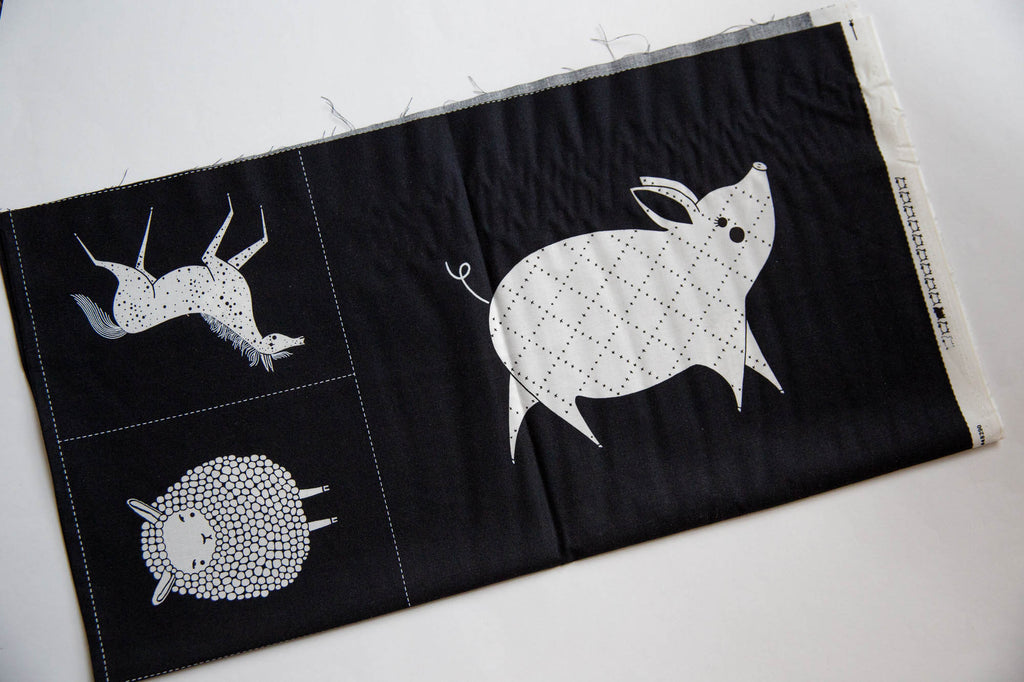 Farm Charm Panel in Black and White, Gingiber, Moda Fabrics, 48290 21