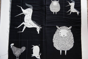 Farm Charm Panel in Black and White, Gingiber, Moda Fabrics, 48290 21