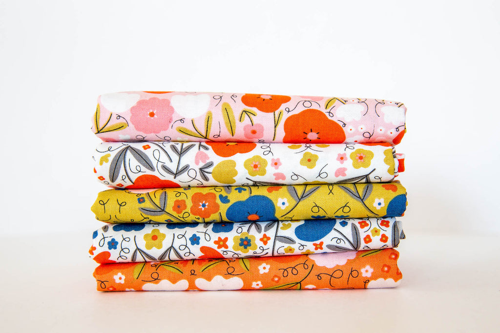 Words to Live By Peppy Petals in Cloud and Sky, Gingiber, Moda Fabrics, 48321 21