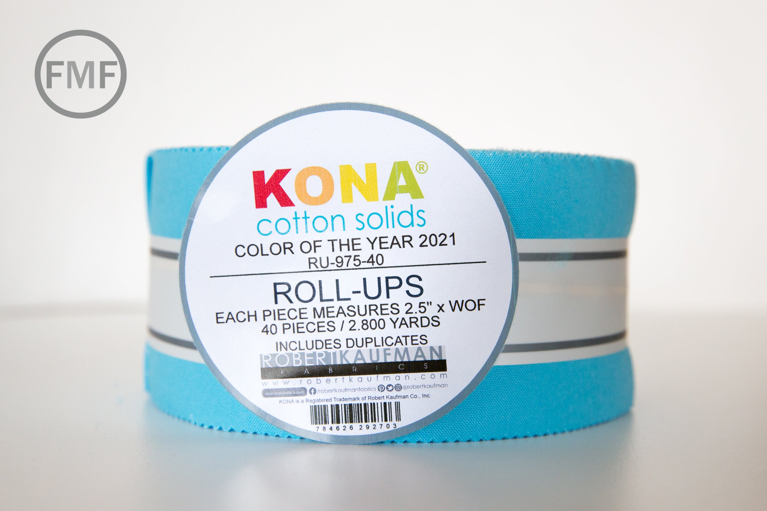 Horizon Kona Cotton Color of the Year 2021 Roll Up, Kona Cotton Solids, Robert Kaufman Fabrics, 100% cotton fabric jelly roll, RU-975-40