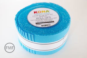 Horizon Kona Cotton Color of the Year 2021 Roll Up, Kona Cotton Solids, Robert Kaufman Fabrics, 100% cotton fabric jelly roll, RU-975-40