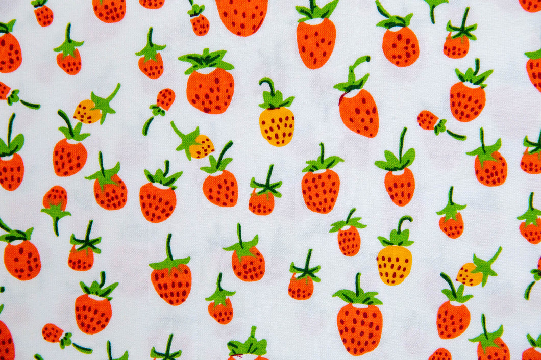 Briar Rose KNIT Strawberry in Orange, Heather Ross, Jersey Cotton Knit Fabric, 37024J-3